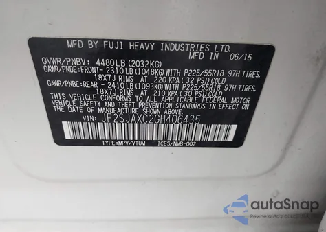 2016 Subaru Forester 2.5I Touring из США, поврежденный, VIN JF2SJAXC2GH406435